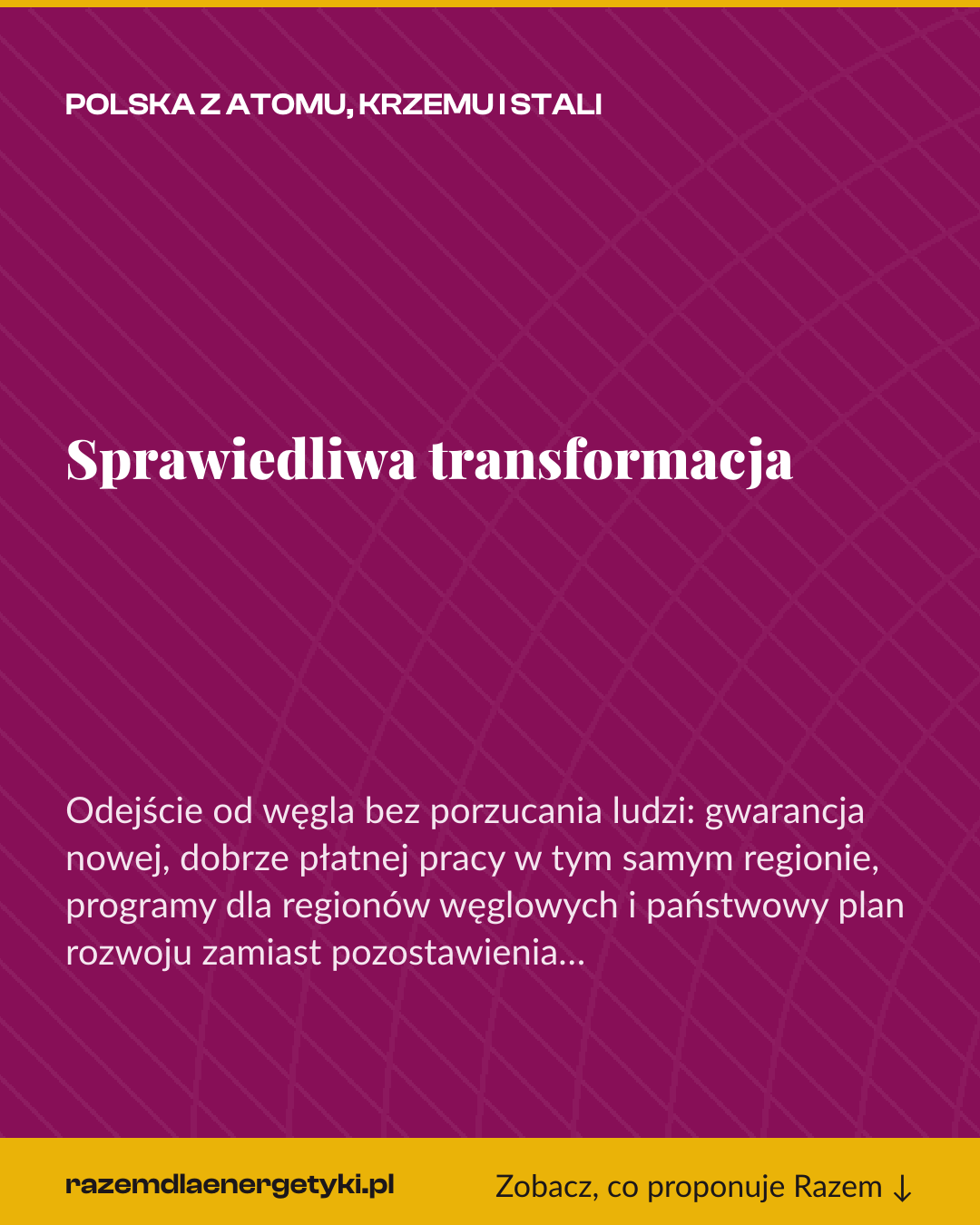 Grafika pionowa do udostępnienia: Sprawiedliwa transformacja