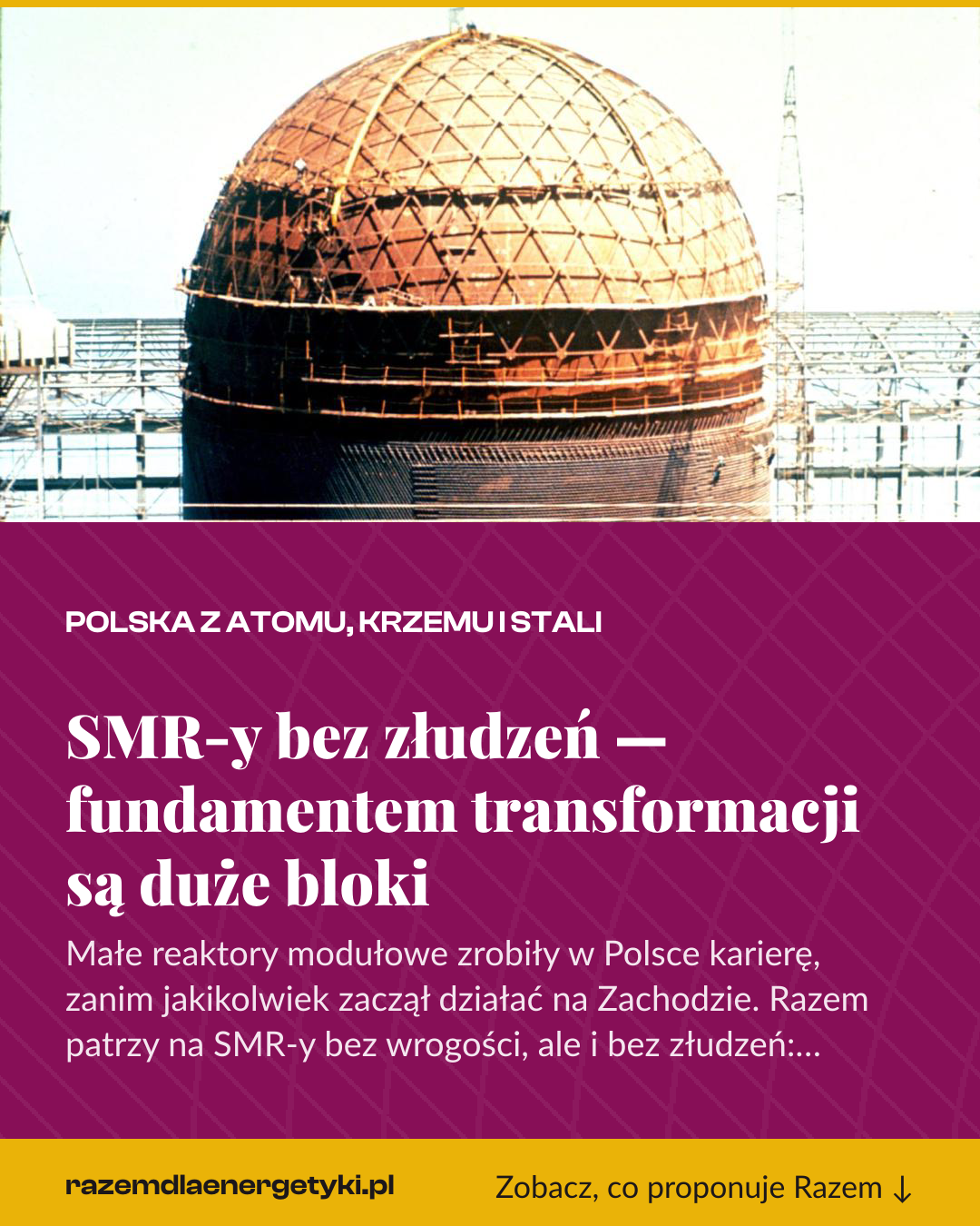 Grafika pionowa do udostępnienia: SMR-y bez złudzeń — fundamentem transformacji są duże bloki