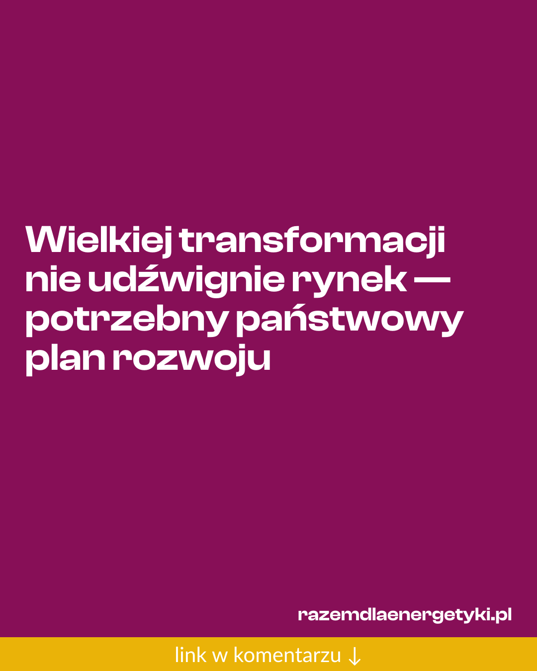 Grafika do udostępnienia: Wielkiej transformacji nie udźwignie rynek — potrzebny państwowy plan rozwoju